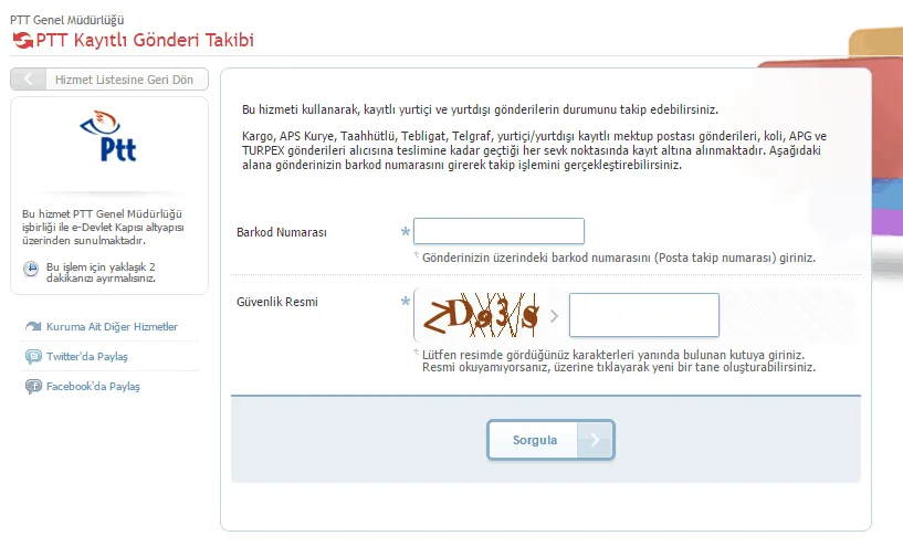 PTT Gönderi Takip Sorgulama 2