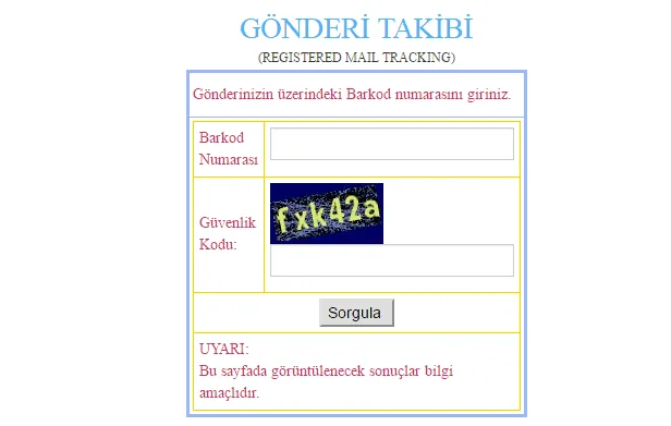 PTT Gönderi Takip Sorgulama
