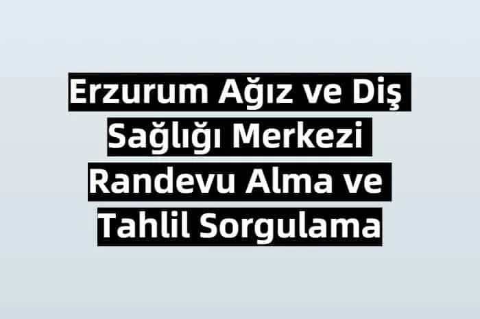 Erzurum Ağız ve Diş Sağlığı Merkezi Randevu Alma ve Tahlil Sorgulama