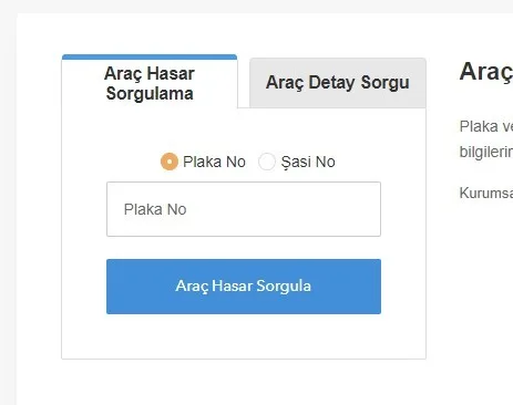 Plakadan Araç Hasar Kaydı Sorgulama 11