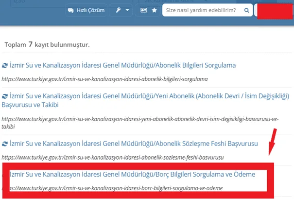 İZSU İzmir Fatura Borç Sorgulama Ekranı 4