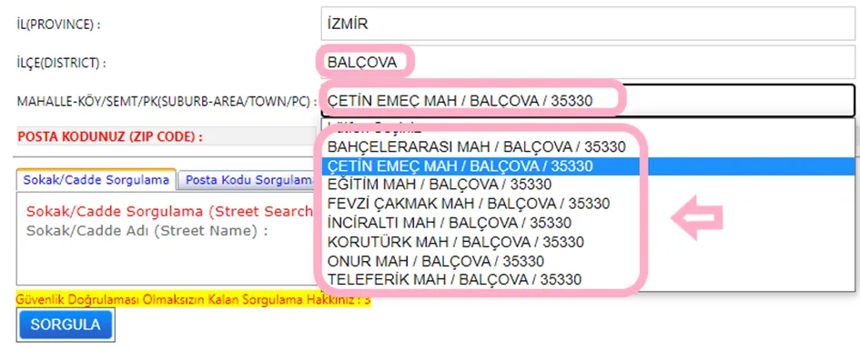 PTT Posta Kodu Sorgulama (İllere Göre) 23