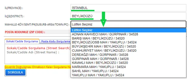 PTT Posta Kodu Sorgulama (İllere Göre) 13