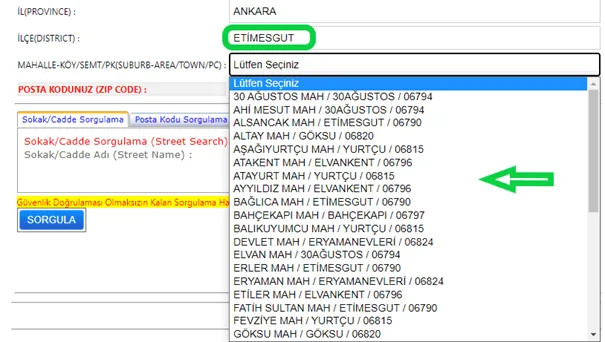 PTT Posta Kodu Sorgulama (İllere Göre) 16