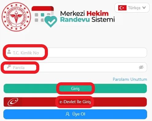 T.C No İle Hastane Randevu Alma Ekranı 2