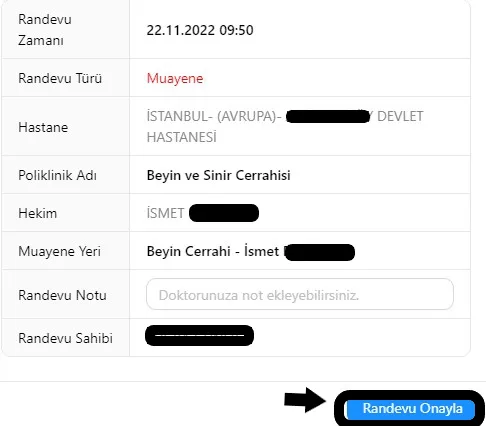 T.C No İle Hastane Randevu Alma Ekranı 8