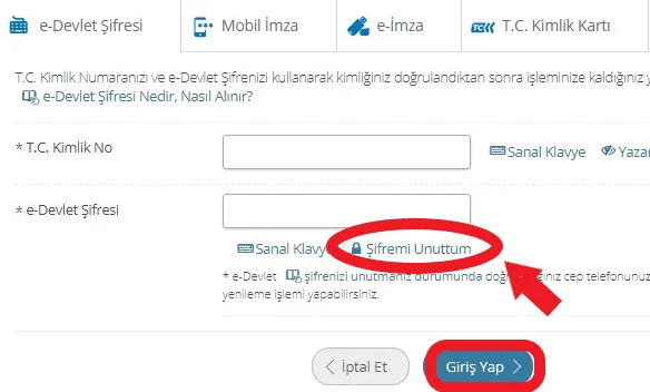 E-Devlet Şifre Değiştirme ve Yenileme 3