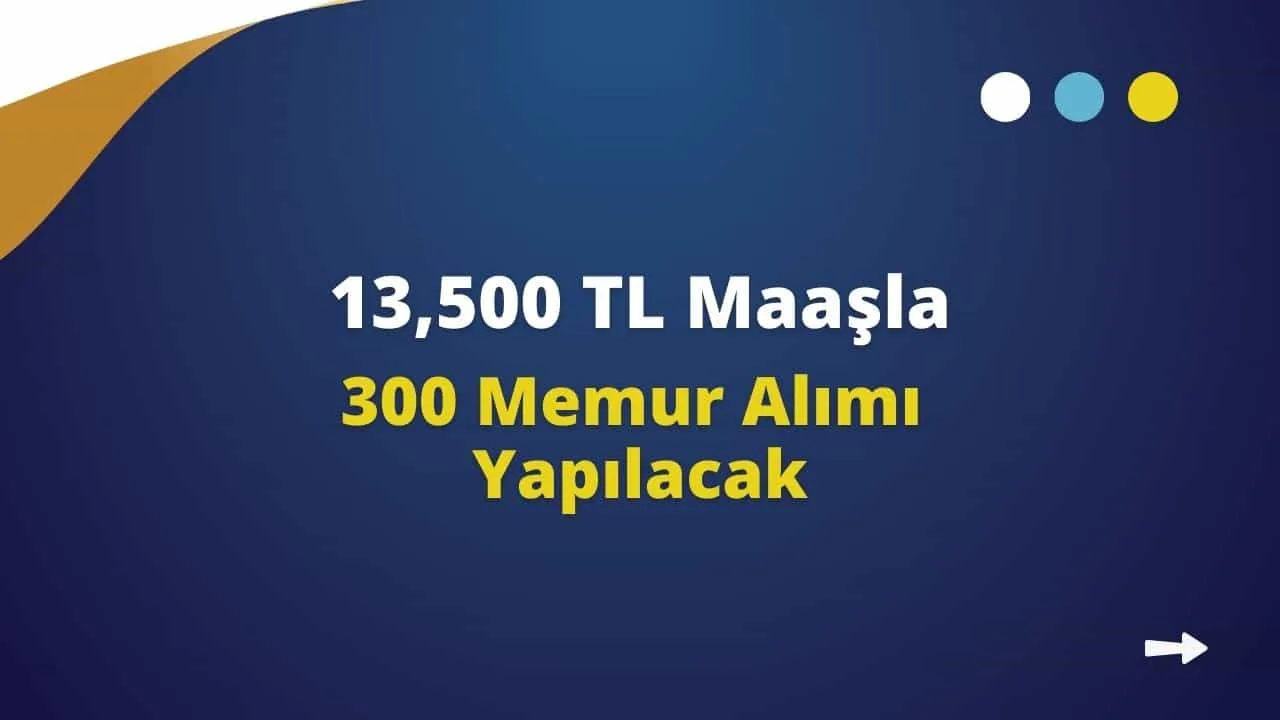 Kamuya Memur Alımları Devam Ediyor! 13,500 TL Maaşla Kadroya 300 Kişi Alınacak