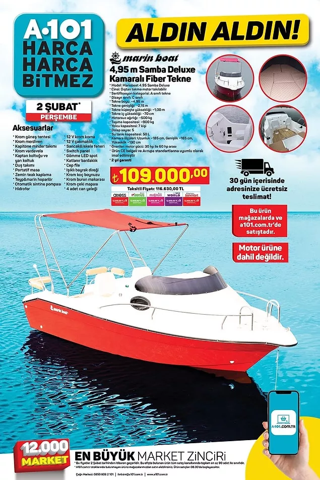 A101'e Beklenen Tekne Yine Geliyor! 2 Şubat Aldın Aldın Kataloğu 5