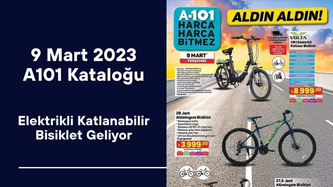 9 Mart 2023'de A101'e Elektrikli Katlanabilir Bisiklet Geliyor! Aldın Aldın Kataloğu