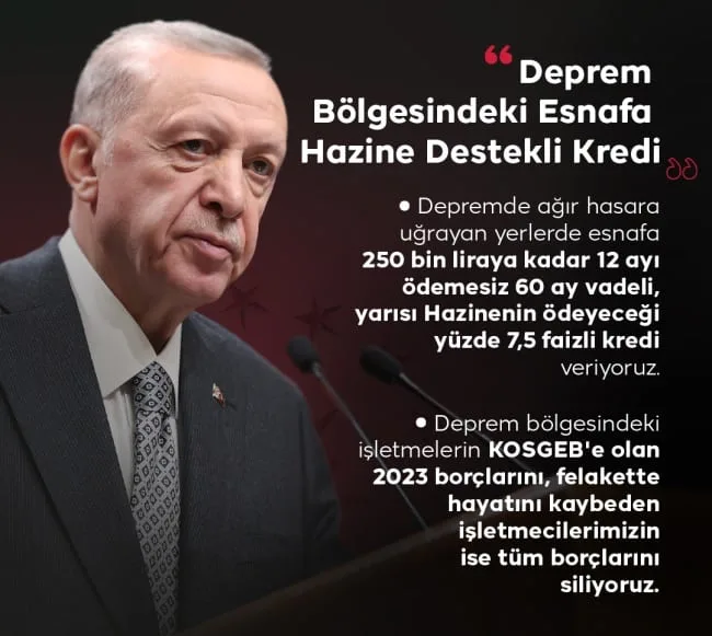 Esnafa 250 Bin TL'e Kadar 12 Ay Geri Ödemesiz Deprem Kredisi Verilecek