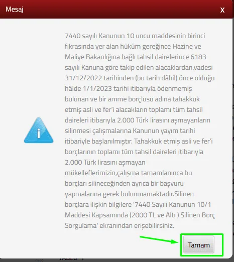 2023 Trafik Cezası Borç Yapılandırma Ekranı 7