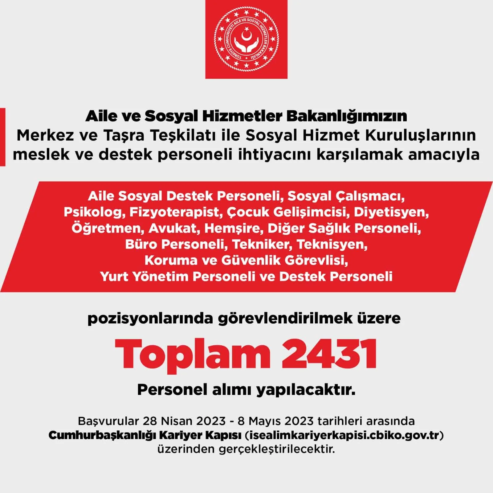 Bakan Açıkladı! Mülakatsız 2 Bin 431 Yeni Personel Alımı Yapılacak