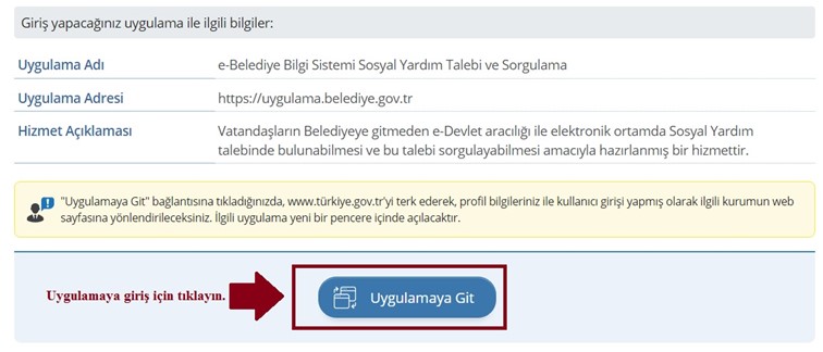 yardım başvuru uygulamaya git ekranı